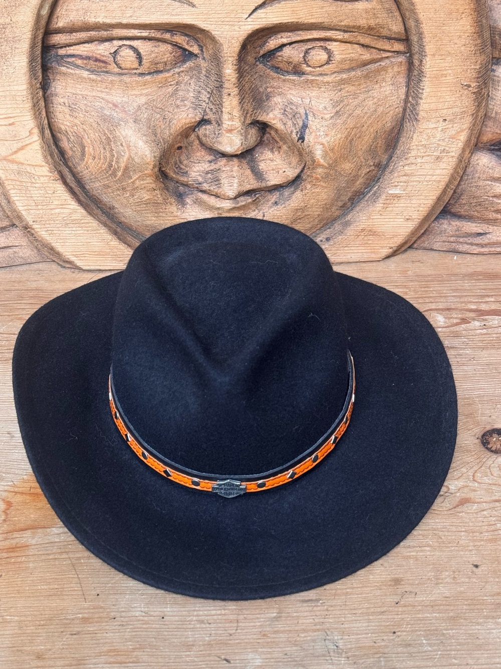 Vintage Harley-Davidson JR Rider Black 100% Wool Cowboy Hat USA Made WPL 4384 Sm